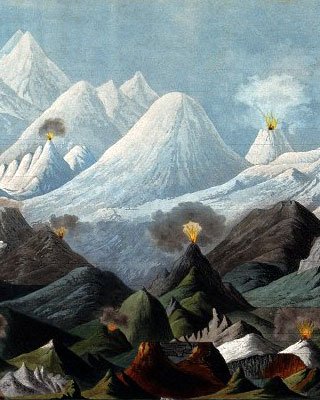 Part of Comparative shapes and heights of mountains. Coloured aquatint by A. Tardieu after L. Brugiere. 1817. Courtesy: Wellcome Library, London.